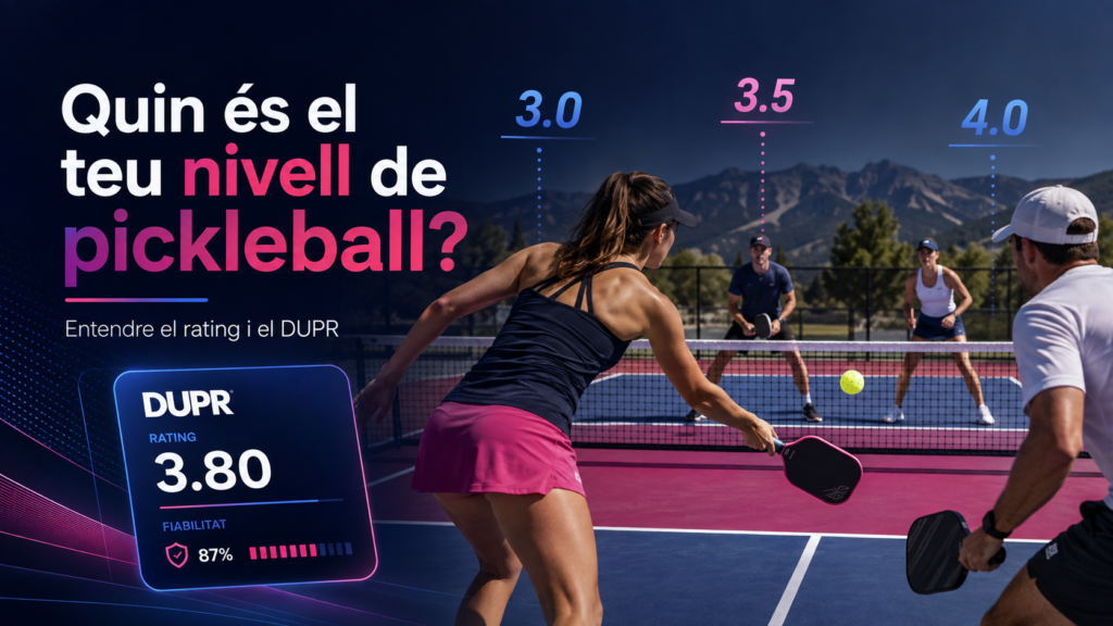 Exemple oficial d'un perfil DUPR amb rating i índex de fiabilitat